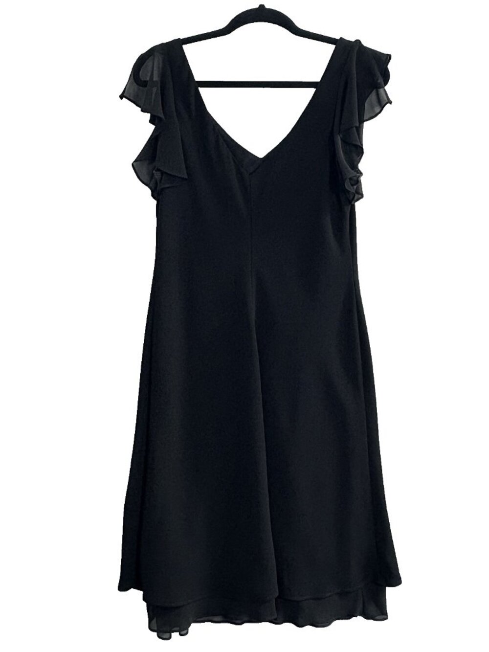 Vtg SL FASHIONS Women Chiffon Embroidered Floral‎ Midi Dress Sz 12 Black 6-5 - Picture 2 of 9